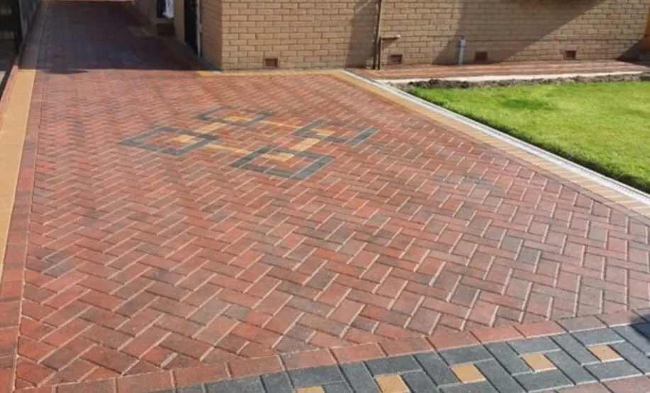 A block paved path and paved area